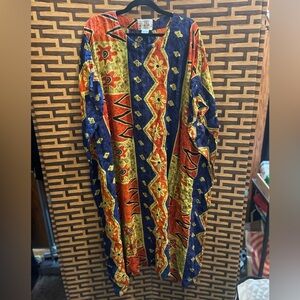 VINTAGE BLACK METAL patterned dress womens free size